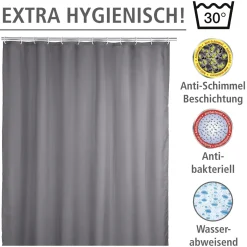 Anti-Schimmel Duschvorhang Uni Grey Textil Polyester 180 x 200 cm waschbar^Wenko Hot