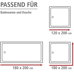 Anti-Schimmel Duschvorhang Uni Grey Textil Polyester 180 x 200 cm waschbar^Wenko Hot