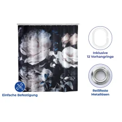 Wenko Anti-Schimmel Duschvorhang Peony Textil Polyester 180 x 200 cm waschbar