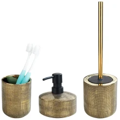 Bad-Accessoire Set Rivara 3-teilig Bad-Zubehör handbemalt*Wenko Online