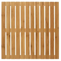 Wenko Baderost Indoor und Outdoor Bambus 50 x 50 cm Badematte Bodenrost für Dusche Bad Pool mit rutschhemmender Unterseite