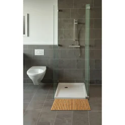 Wenko Baderost Indoor und Outdoor Bambus 100 x 50 cm Badematte Bodenrost für Dusche Bad Pool mit rutschhemmender Unterseite