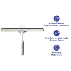 Wenko Badezimmerwischer Terni Plus Duschabzieher mit Turbo-Loc Wandbefestigung zum Ankleben