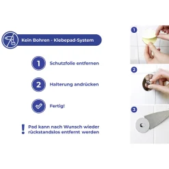Wenko Badezimmerwischer Terni Plus Duschabzieher mit Turbo-Loc Wandbefestigung zum Ankleben