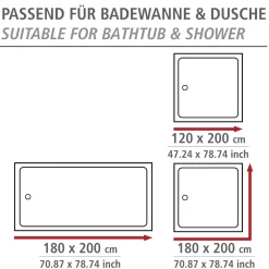 Wenko Duschvorhang Stones with Flower Textil Polyester 180 x 200 cm waschbar