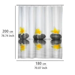 Wenko Duschvorhang Stones with Flower Textil Polyester 180 x 200 cm waschbar