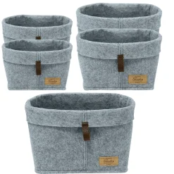 Wenko Filz-Korb Feli 5er Set Aufbewahrungskörbe in 3 verschiedenen Größen