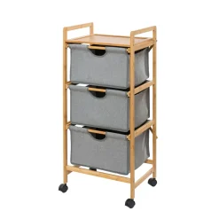 Haushaltswagen mit 3 Schubladen Bahari aus Bambus Wäschewagen aus Bambus*Wenko New