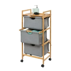 Haushaltswagen mit 3 Schubladen Bahari aus Bambus Wäschewagen aus Bambus*Wenko New
