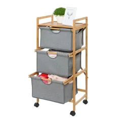 Haushaltswagen mit 3 Schubladen Bahari aus Bambus Wäschewagen aus Bambus*Wenko New