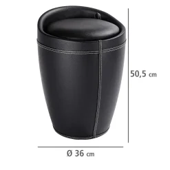 Hocker Candy Black in Lederoptik mit Wäschesack Badhocker mit abnehmbarem Wäschesammler*Wenko Sale