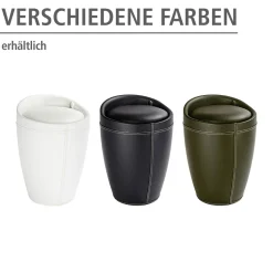 Hocker Candy Black in Lederoptik mit Wäschesack Badhocker mit abnehmbarem Wäschesammler*Wenko Sale