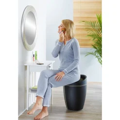 Hocker Candy Black in Lederoptik mit Wäschesack Badhocker mit abnehmbarem Wäschesammler*Wenko Sale