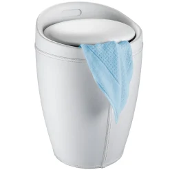 Hocker Candy White in Lederoptik mit Wäschesack Badhocker mit abnehmbarem Wäschesammler*Wenko Clearance