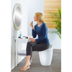 Hocker Candy White in Lederoptik mit Wäschesack Badhocker mit abnehmbarem Wäschesammler*Wenko Clearance