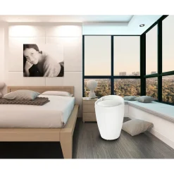 Hocker Candy White in Lederoptik mit Wäschesack Badhocker mit abnehmbarem Wäschesammler*Wenko Clearance