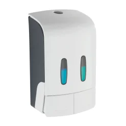 2-Kammer Desinfektionsmittel- und Seifenspender Tartas Weiß Seifen-Dosierer und Desinfektionsspender Füllmenge je Kammer 480 ml^Wenko Discount