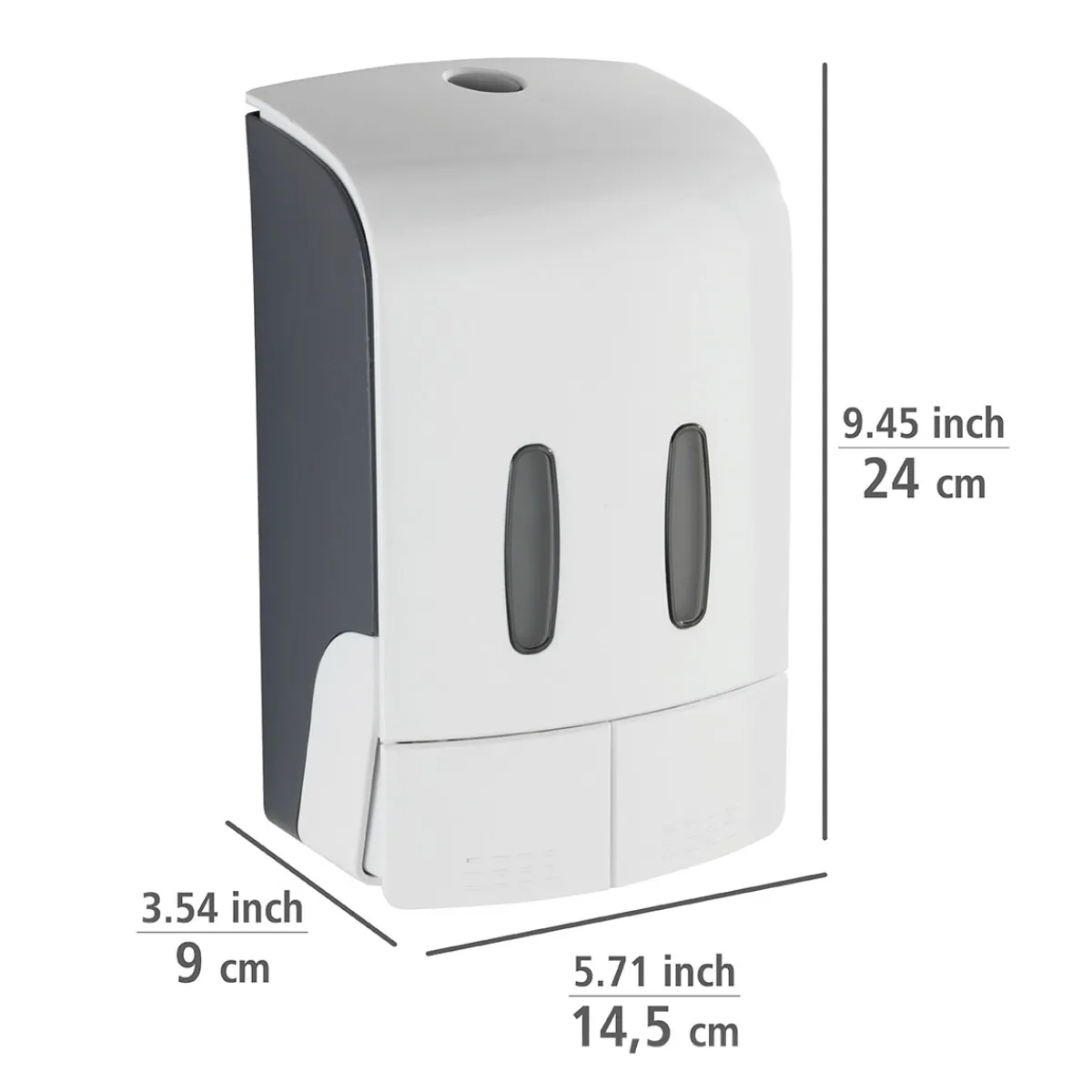 2-Kammer Desinfektionsmittel- und Seifenspender Tartas Weiß Seifen-Dosierer und Desinfektionsspender Füllmenge je Kammer 480 ml^Wenko Discount