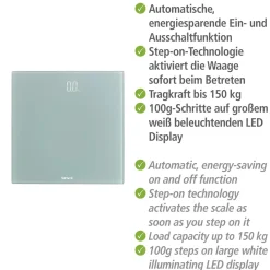 Personenwaage LED Grau digitale Körperwaage mit LED-Display^Wenko Online