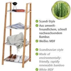 Wenko Regal Finja aus Bambus mit 4 Etagen 43 x 112 x 36 cm