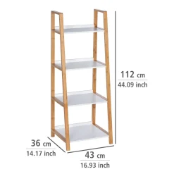 Wenko Regal Finja aus Bambus mit 4 Etagen 43 x 112 x 36 cm