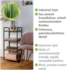 Wenko Regal Loft aus Bambus mit 4 Etagen Badezimmerregal Wohnregal