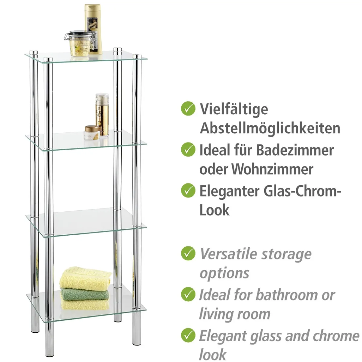 Regal Yago viereckig mit 4 Glasablagen^Wenko Online