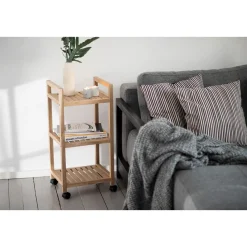 Rollregal 3 Etagen Acina Rollwagen Küchen-Regal Badezimmer-Regal auf Rollen FSC*Wenko Sale