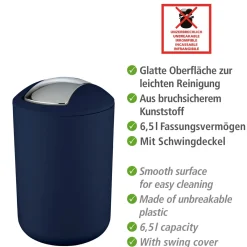 Schwingdeckeleimer Brasil Dunkelblau L 6,5 L*Wenko Clearance