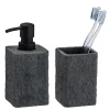 Wenko Seifenspender und Zahnputzbecher Villata Grau 2-teiliges Set