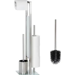 Stand WC-Garnitur Rivalta Edelstahl Matt inklusive Ersatzbürste rostfrei^Wenko Sale