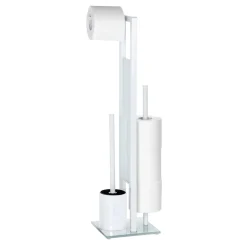 Stand WC-Garnitur Rivalta Weiß integrierter Toilettenpapierhalter und WC-Bürstenhalter^Wenko Sale