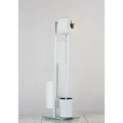 Stand WC-Garnitur Rivalta Weiß integrierter Toilettenpapierhalter und WC-Bürstenhalter^Wenko Sale