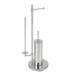 Stand WC-Garnitur Universalo Neo Edelstahl integrierter Toilettenpapierhalter und WC-Bürstenhalter rostfrei*Wenko