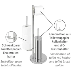 Stand WC-Garnitur Universalo Neo Edelstahl integrierter Toilettenpapierhalter und WC-Bürstenhalter rostfrei*Wenko