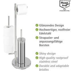 Stand WC-Garnitur Universalo Neo Edelstahl integrierter Toilettenpapierhalter und WC-Bürstenhalter rostfrei*Wenko