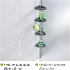 Teleskop Duschecke Easy Silber mit 4 Ablagen*Wenko New