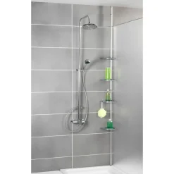 Teleskop Duschecke Easy Silber mit 4 Ablagen*Wenko New