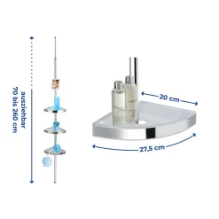 Teleskop Duschecke Premium glänzend mit 3 Ablagen und Spiegel^Wenko New