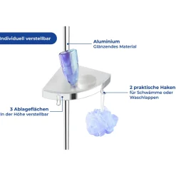 Teleskop Duschecke Premium glänzend mit 3 Ablagen und Spiegel^Wenko New