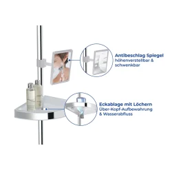 Teleskop Duschecke Premium glänzend mit 3 Ablagen und Spiegel^Wenko New