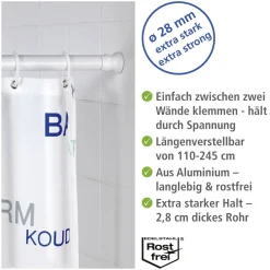 Teleskop Duschstange extra stark Weiß 110 - 245 cm^Wenko Clearance
