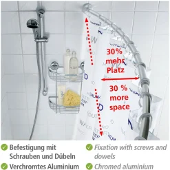 Teleskop-Badewannenstange bogenförmig Chrom 110 - 200 cm^Wenko Sale