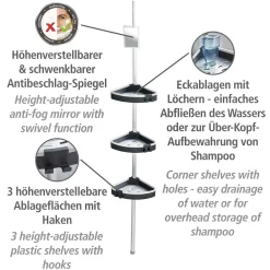 Teleskop-Duschecke Wave mit 3 Ablagen und Spiegel*Wenko Online