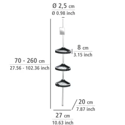 Teleskop-Duschecke Wave mit 3 Ablagen und Spiegel*Wenko Online