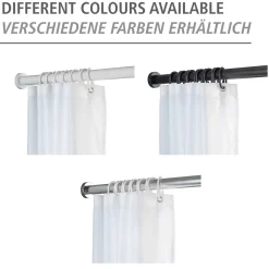 Wenko Teleskop-Duschstange Luz 110 - 185 cm Chrom Ausziehbare Duschvorhangstange aus rostfreiem Edelstahl