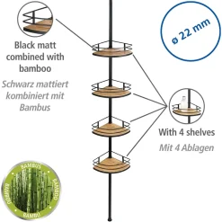 Teleskop-Eckregal Dolcedo aus Bambus und Edelstahl rostfrei Duschregal*Wenko Clearance