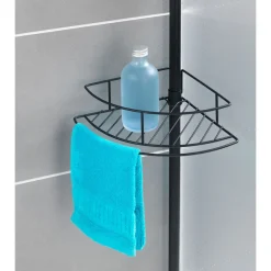 Teleskop-Eckregal Dolcedo Edelstahl Schwarz matt rostfrei Duschregal*Wenko Best