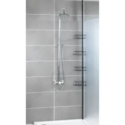 Teleskop-Eckregal Dolcedo Edelstahl Schwarz matt rostfrei Duschregal*Wenko Best