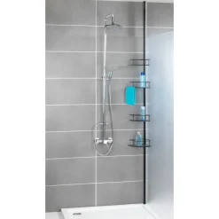 Teleskop-Eckregal Dolcedo Edelstahl Schwarz matt rostfrei Duschregal*Wenko Best